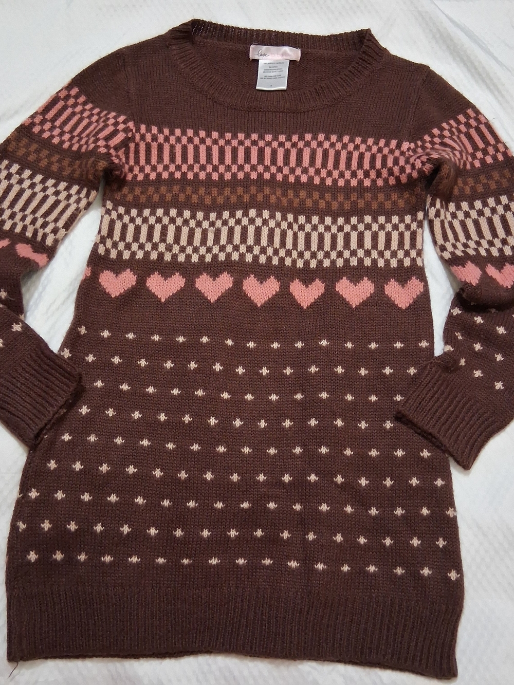 Love 21 Fair Isle Geometric Sweater Brown Pink Size Small